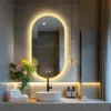 Backlit Smart LED Bathroom Mirror: Oval Dimmable 3 Colors Anti-Fog Mirrors with Light Memory - IP65 CRI95 Large Wall Mounted 2