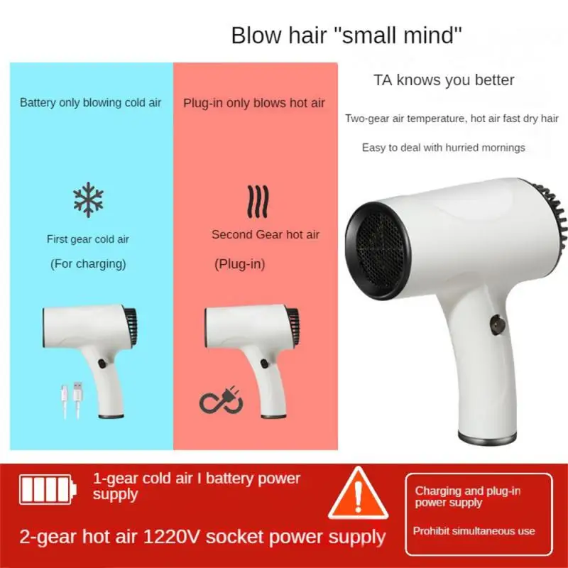 New Wireless Portable Hair Dryer High Power Household Travel Speed Negative Ion Charging Dual Purpose Hair Dryer Home Tool 3