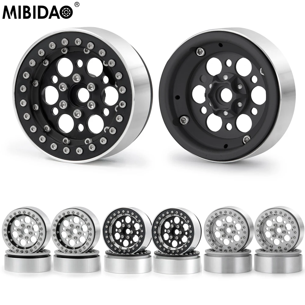 

MIBIDAO 4Pcs Metal 1.9" Beadlock Wheel Hub Rim For 1/10 RC Crawler Axial SCX10 90046 D90 CC01 TRX4 RR10 Wraith 90048 90018