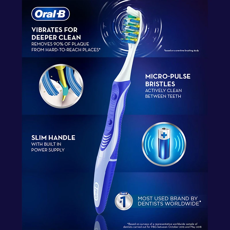 오랄비 펄서 3D 화이트 전동 칫솔 2개입 배터리 구동 딥클린 플라그 제거 마이크로펄스 브러시모(성인 및 어린이 3세 이상용)