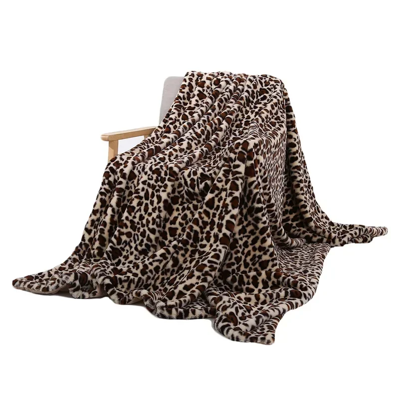 Coffee Leopard Print Baby Blanket Rabbit Fur Crystal Velvet Sofa Cover Blanket Fast Shipping Small Blanket Dropship Nap-Blanket 5
