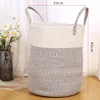 New Home Products Cotton Rope Woven Dirty Cloth Basket Living Room Bedroom Handmade Fabric Storage Basket Toy Storage Bag 6