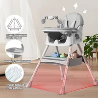 Foldable Baby High Chair 6 Months Plus with Toy Rack