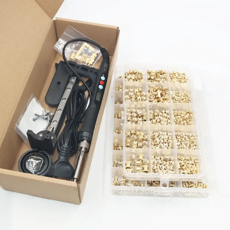 Heat Set Insert Press Tool Electric Soldering Iron Tip M2 M3 M4 M5 M6 M8 Thread Brass Inserts Nut Embedded Kit for 3d Printing image 2