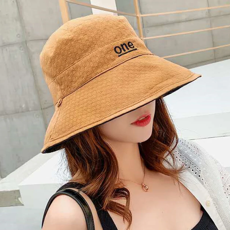 Cotton Double-Sided Letter Embroidery Fisherman Hat For Women Outdoor Fishing Cap Casual Panama Bucket Cap Sunscreen Sun Cap frog bucket hat