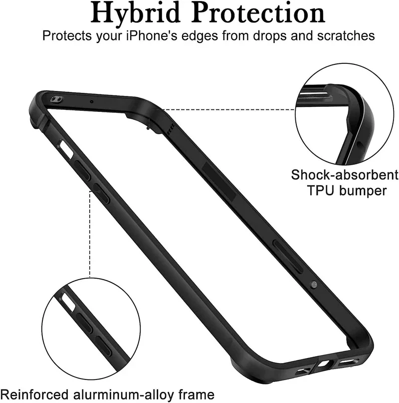 Phone Case Aluminium Frame Metal Bumper Hard Case for IPhone 17 Air 16 15 14 13 12 11 Pro Max Plus 16E 16Pro IPones Soft Inner