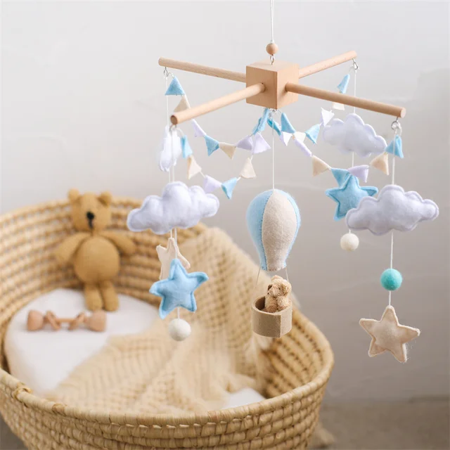 Baby sonaglio giocattolo 0-12 mesi feltro Mobile in legno carillon neonato  letto all'uncinetto campana appeso giocattoli staffa supporto culla  giocattolo - AliExpress