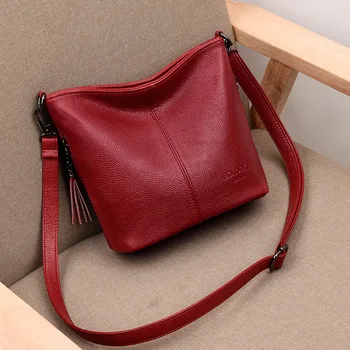 Borsa a secchiello casual con nappe da donna, borsa a tracolla alla moda, borsa a tracolla semplice per donna di mezza età, borsa alla moda
