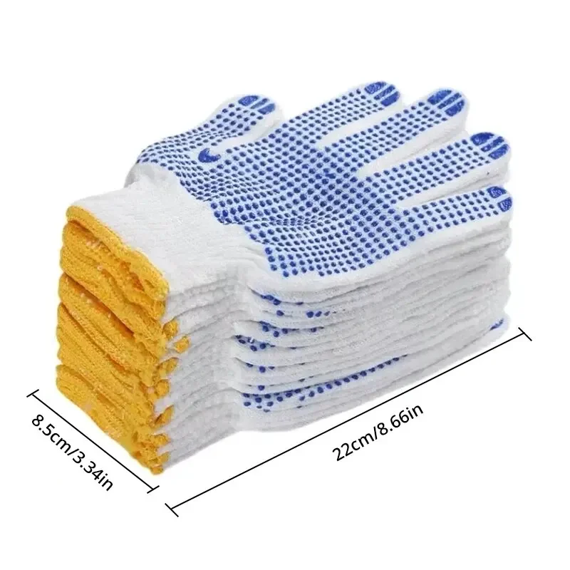 12 Pairs Work Gloves With Anti Slip Grip PVC Dots Safety Cotton Protection For Painter Mechanic Industrial Construction protective gloves safety gloves cotton gloves cotton work gloves
