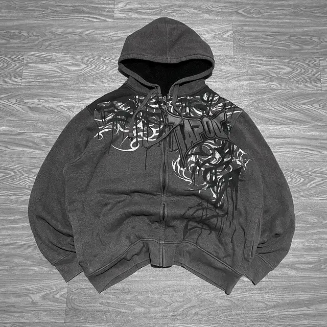 2000s TAP OUT Skull Print Retro Hoodie Harajuku Style Gothic Street Fashion Casual Sweater America Men's 1