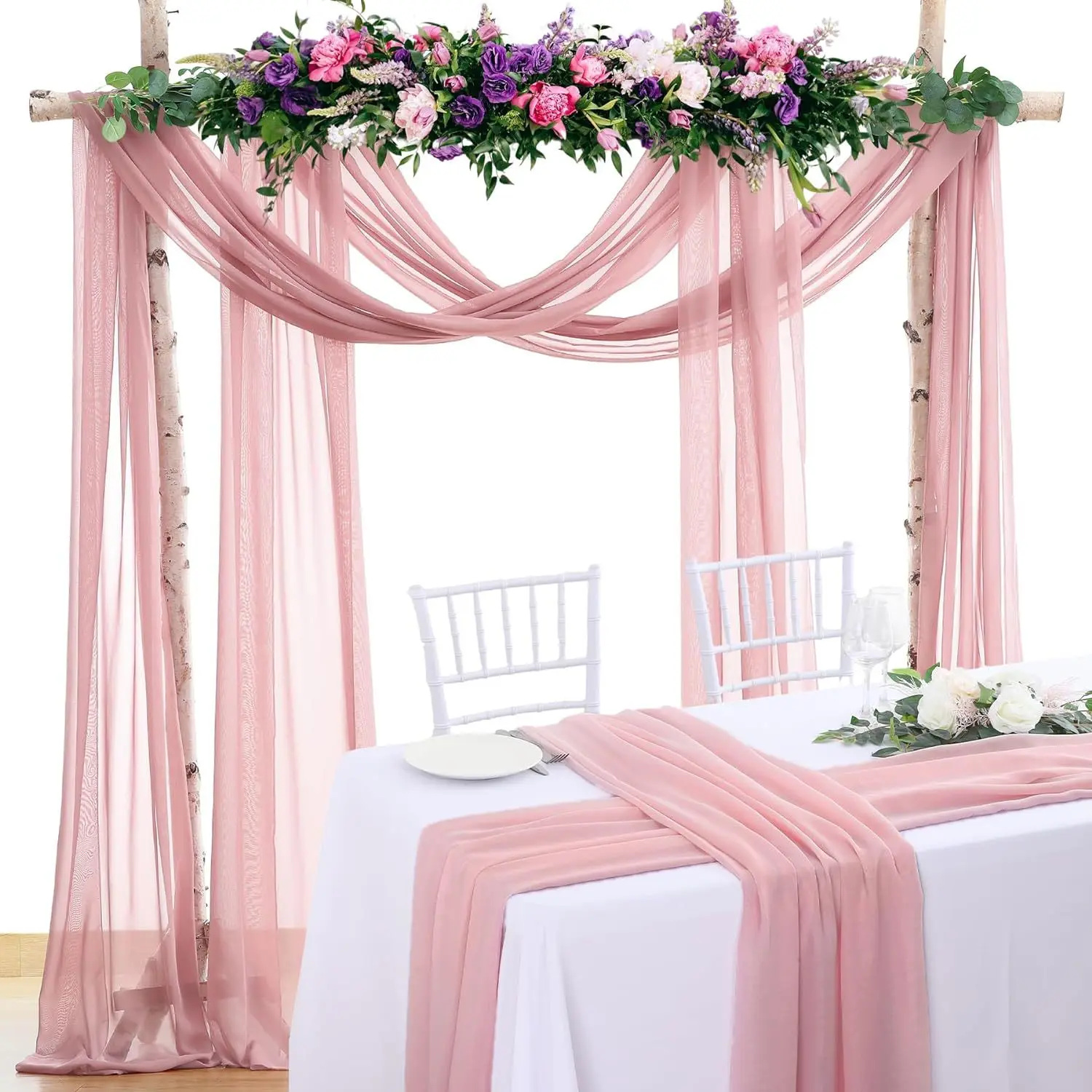 Chiffon bruiloft boog draperen stof 300/600/1000 cm x 75 cm pure achtergrond gordijn voor bruiloft feest plafond decor elegante bruiloft boog gordijnen voor prachtige decor