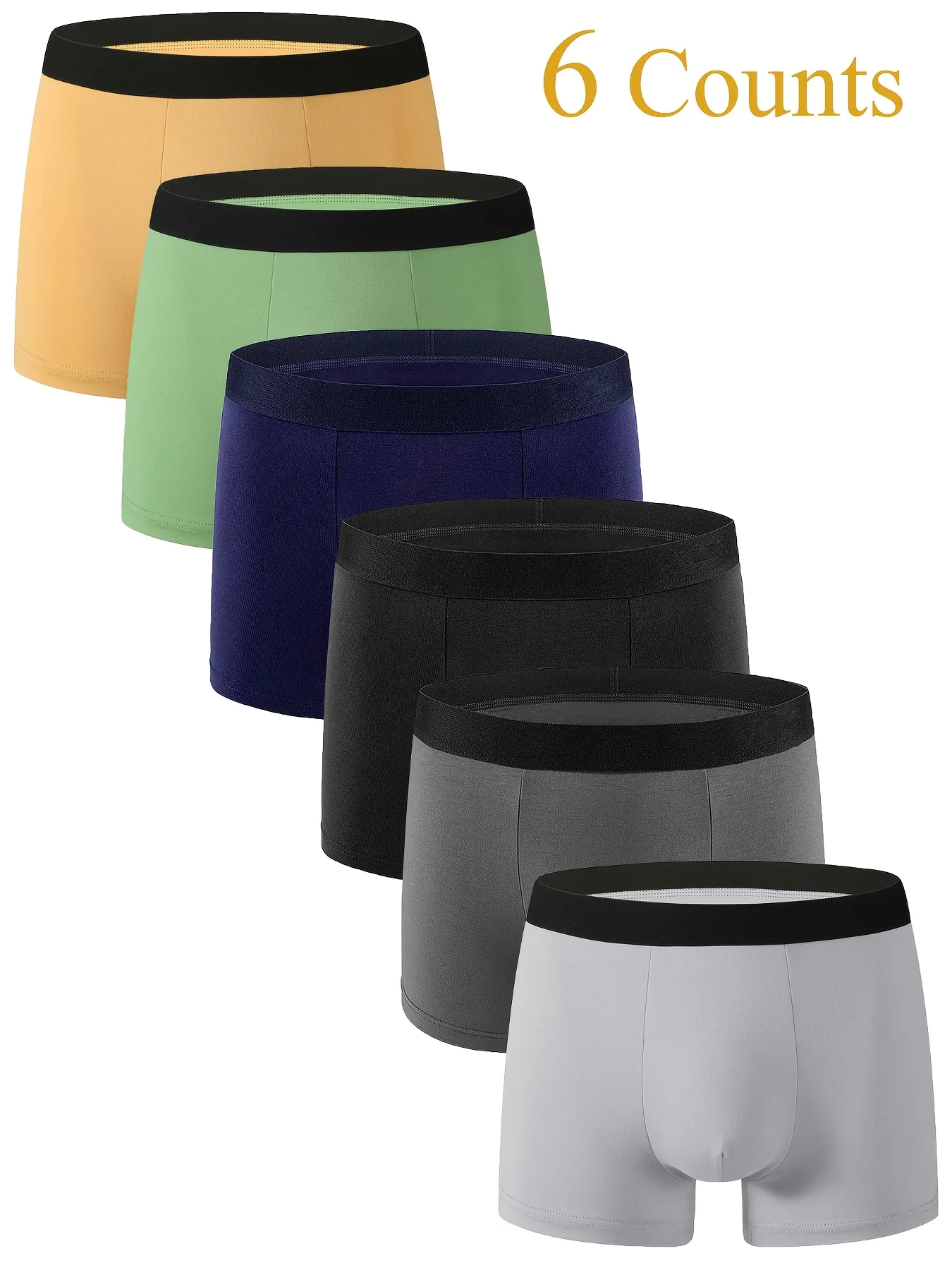 Męskie bokserki 6-Pack Milk Silk - stylowy kontrastowy pas, kolorowy zestaw