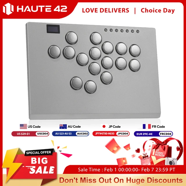 Haute42 Aluminium Alloy Hitbox Leverless Controller Stickless Arcade Stick For PC/PS4/PS5 Hitbox Fighting Arcade Controller