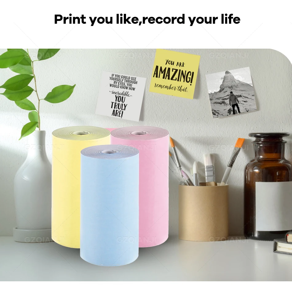 Thermal Printer Papers 57x25mm Self-adhesive Color White Papers Receipt Bill Inkless Printing for A6 Kids Camera Instant Printer