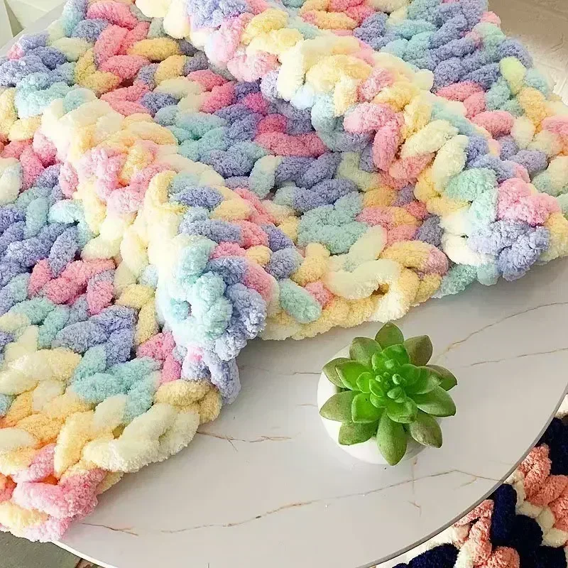 1Pc 250g Chunky Yarns for Knitting and Crochet Blanket Cushion Multicolor Chenille Thick Line Soft Warm Crochet Yarn Scarf Line 3