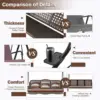 AECOJOY 3-Seat Proch Swing Chair Patio Canopy 2 Side Trays 3 Pillows Removable Cushion Wicker Stand Outdoor Balcony Deck Garden 3