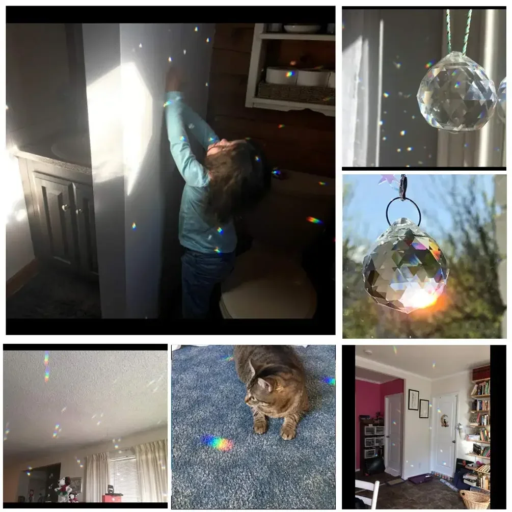 1 Pcs Stained Glass Suncatcher Crystal Ball Prism Sun Catcher Indoor Window Rainbow Maker Hanging Clear Ball Garden Outdoor Gift