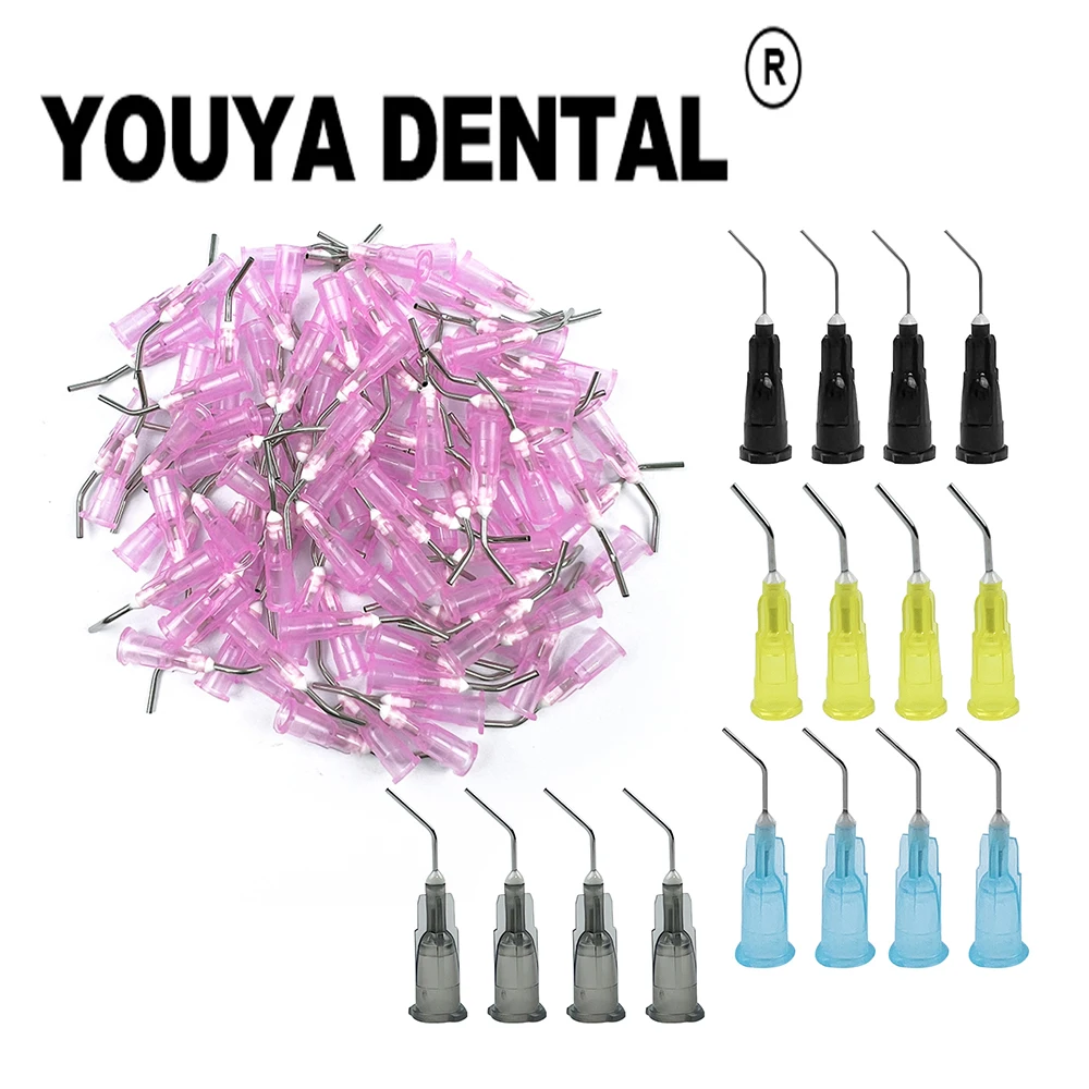 

100pcs Disposable Composite Resin Syringe Tips Irrigation Bent Needle Tips Dental Delivery Tip Dentistry Material