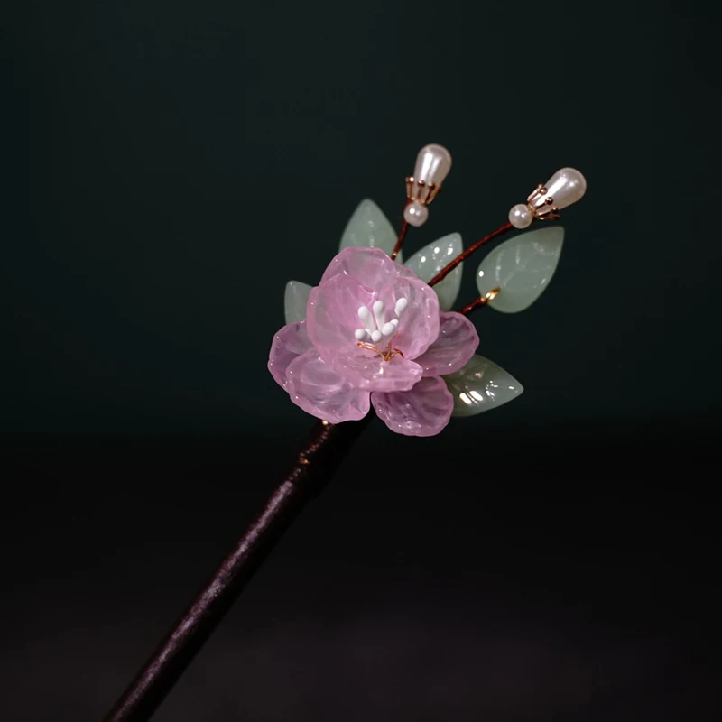

Chinese Style Hair Pins Handmade Wooden Bun Pin Simulation Flower Decor Chinese Style Hair Pins Chinese Handmade Wooden