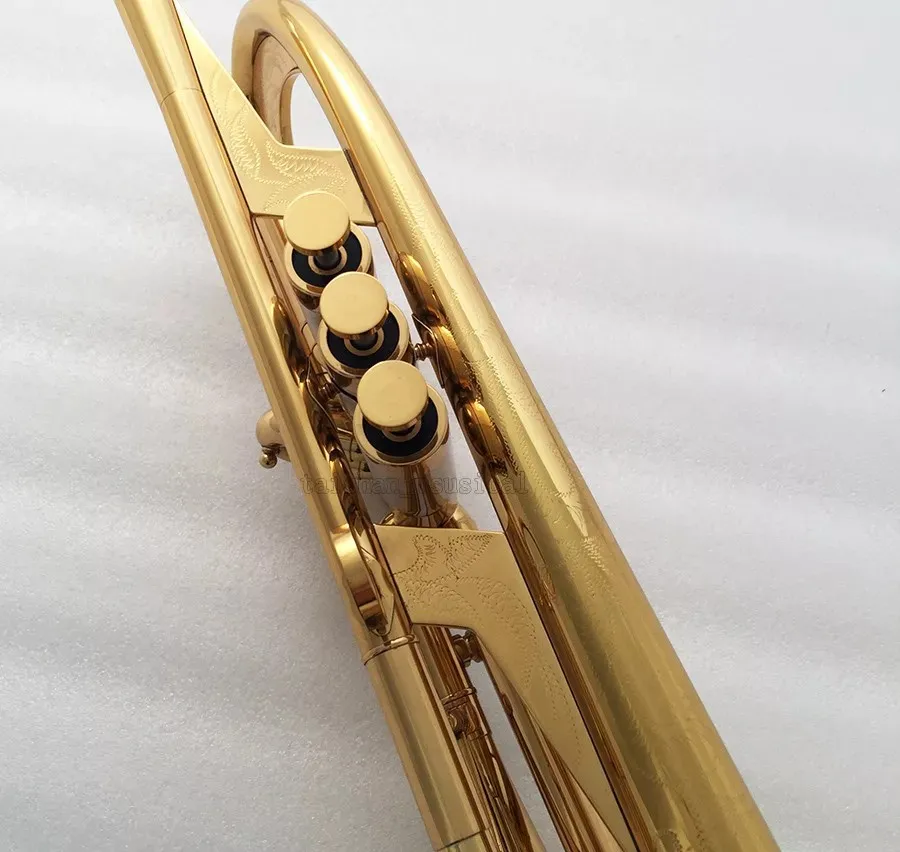 Professional Gold Trumpet Flumpet Horn B-Flat Monel Valves With Case
