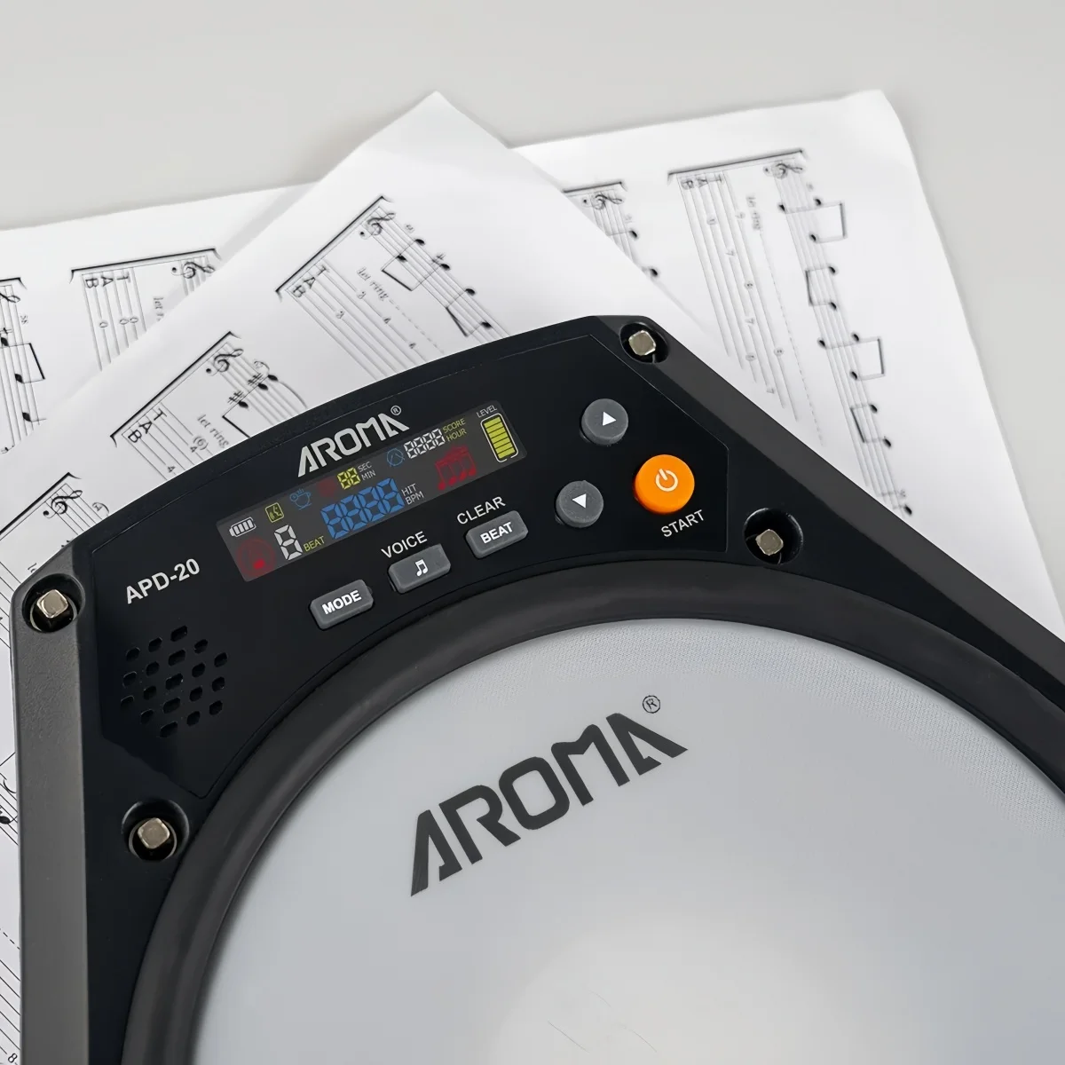 Aroma APD-20 Dumb Drum Pad משטח רשת מתכוונן נייד לאימון כלי הקשה חלקי מוזיקה לאולפן תרגול תופים שקט
