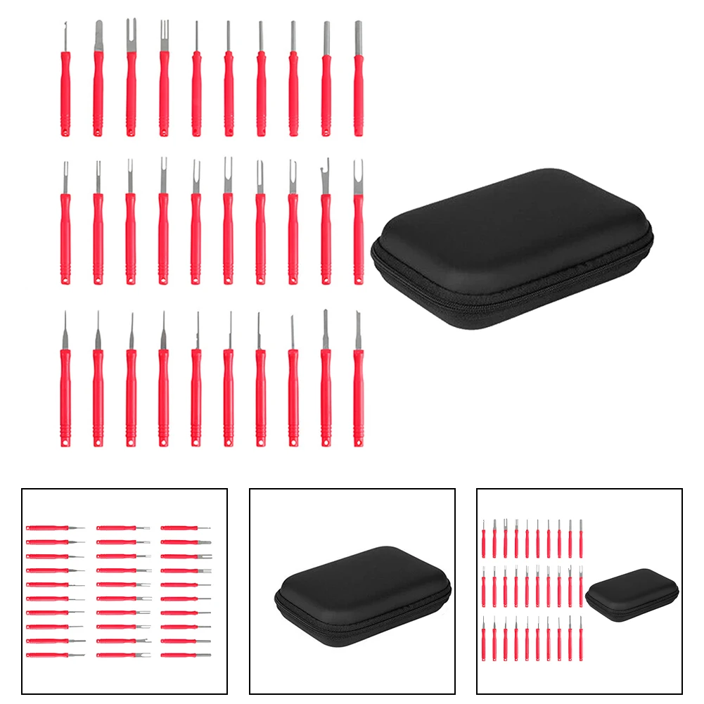 스타일러스 와이어링 크림프 커넥터 핀 추출기 풀러 터미널 제거 키트, 방수 가방 포함 수리 도구, 30 개