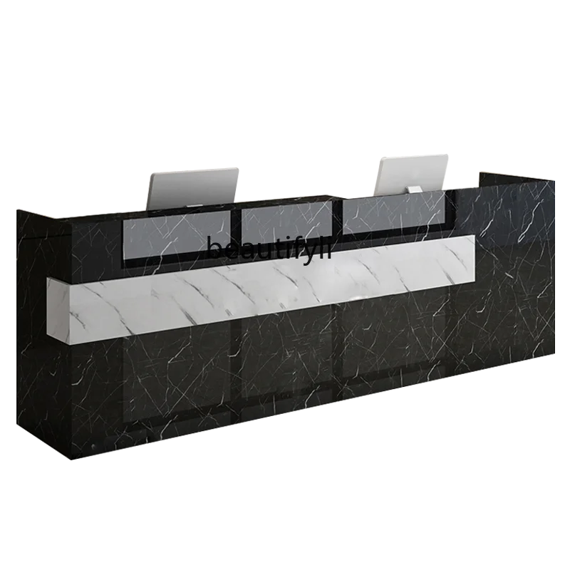 

Reception Desk Bar Counter Cashier Paint Front Desk Imitation Marbling Simple Modern Counter