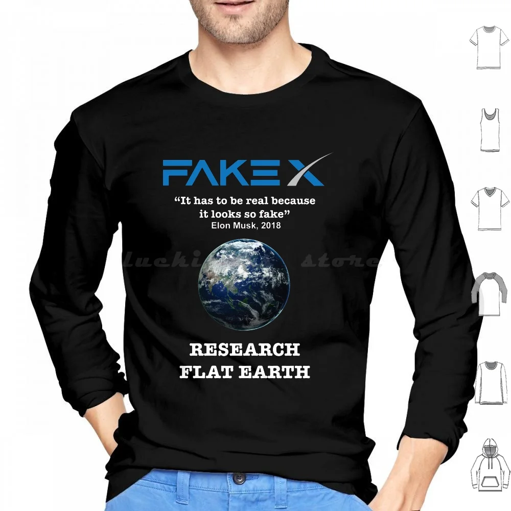 Fake Earth Tshirt Felpa Con Cappuccio Cotone Manica Lunga Flat Earth Eric Dubay Flat Earth Flat Earth Fake X Space X