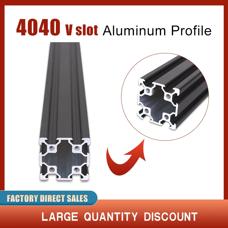 1PC BLACK 4040 European Standard Anodized Aluminum Profile Extrusion 100-800mm Length Linear Rail for CNC 3D Printer