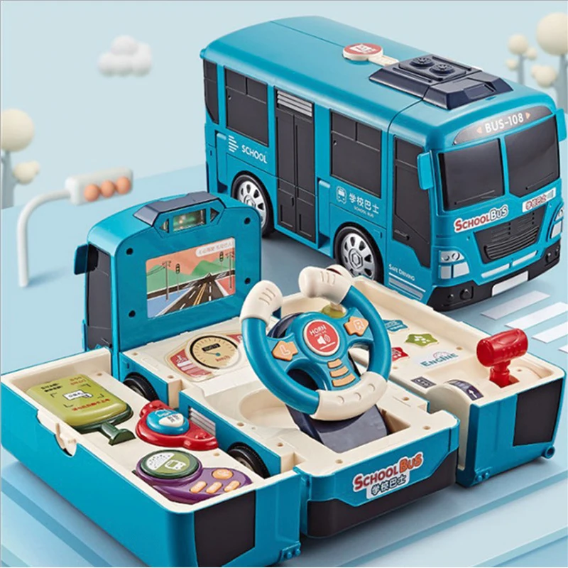Children Steering Wheel Bus Transforming Bus Toy Baby Puzzle Driving