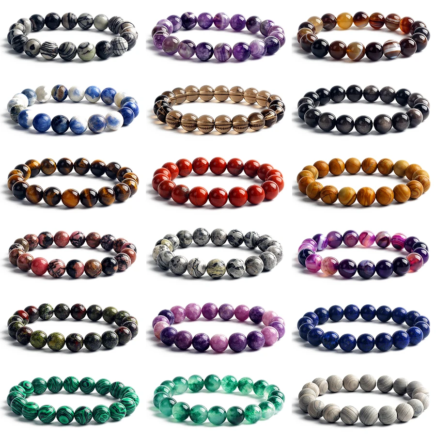 Bracelet de perles en pierre naturelle pour hommes et femmes, bijoux faits à la main, 10MM, 8MM, Reiki, œil de tigre, Agates, Quartz, corde élastique