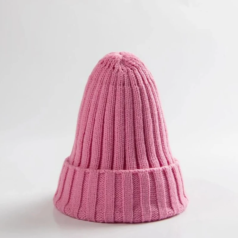 Winter Knitted Hat For Women Acrylic Beanie Unisex Elastic Warm Hip Hop Cap Soft Baggy Bonnet шапка женская Wholesale 3