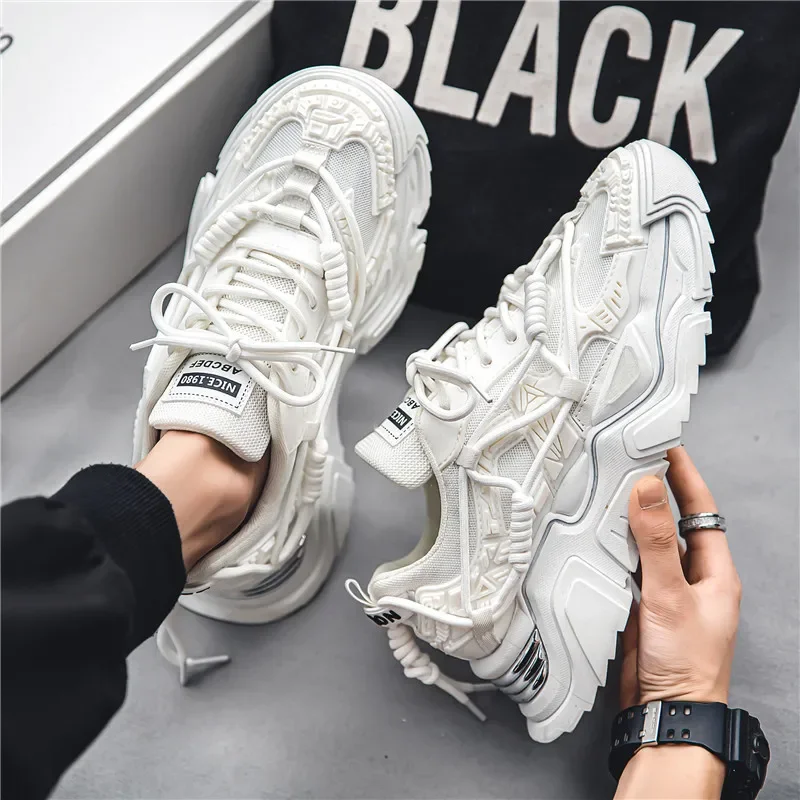

2024 Platform Men Shoes Fashion Clunky Sneakers Men Casual Shoes Breathable Sports Dad Shoes Male Fitness Footwear