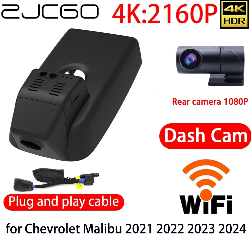

ZJCGO 4K DVR Dash Cam Wifi Front Rear Camera 24h Monitor for Chevrolet Malibu 2021 2022 2023 2024