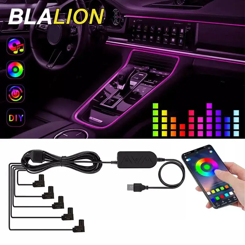 BLALIONCarOpticalFiberStripsRGBAtmosphereLightAPP64Colors