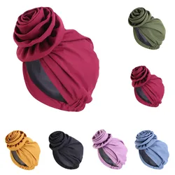 African Solid Stretch Bandana Head Wrap Long Scarf Satin Floral Muslim Hijab Women Party Turban Headwear Cap Hair Accessories
