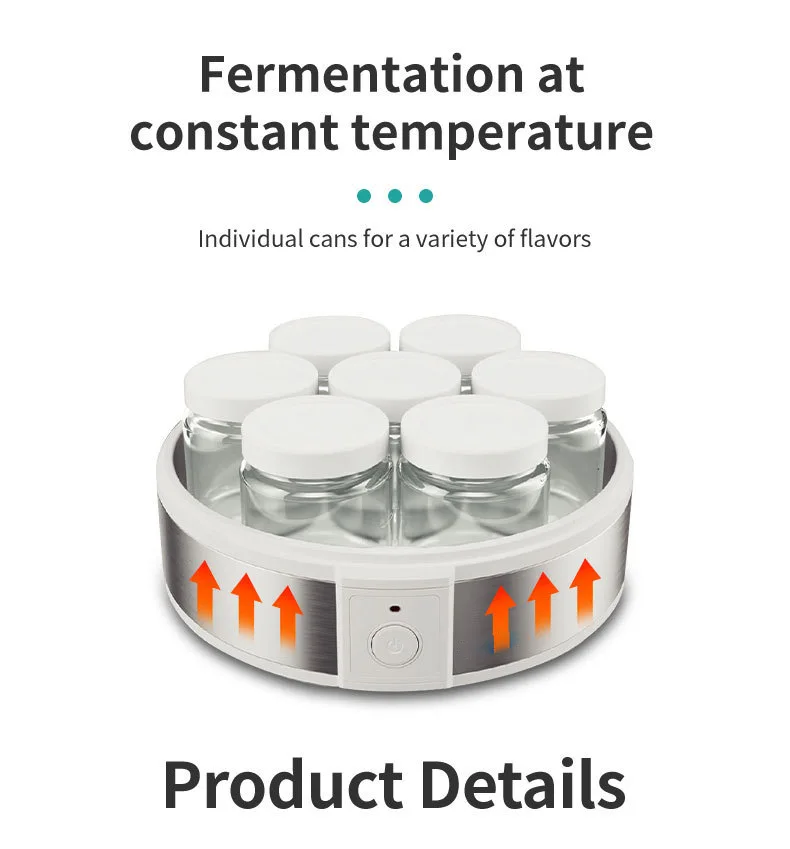 Electric Yogurt Maker 7 Cup Yogurt Maker Breakfast Rice Wine Household Incubator With Glass Jar
