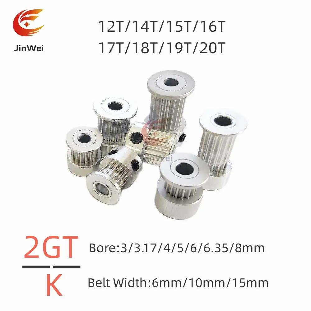 GT2/2GT Number Teeth 12T/14T/15T/16T/17T/18T/19T/20T Timing Pulley Bore 3/3.17/4/5/6/6.35/8mm For Belt Width: 6/10/15mm Belt Timing Belt Pulley Timing Pulley