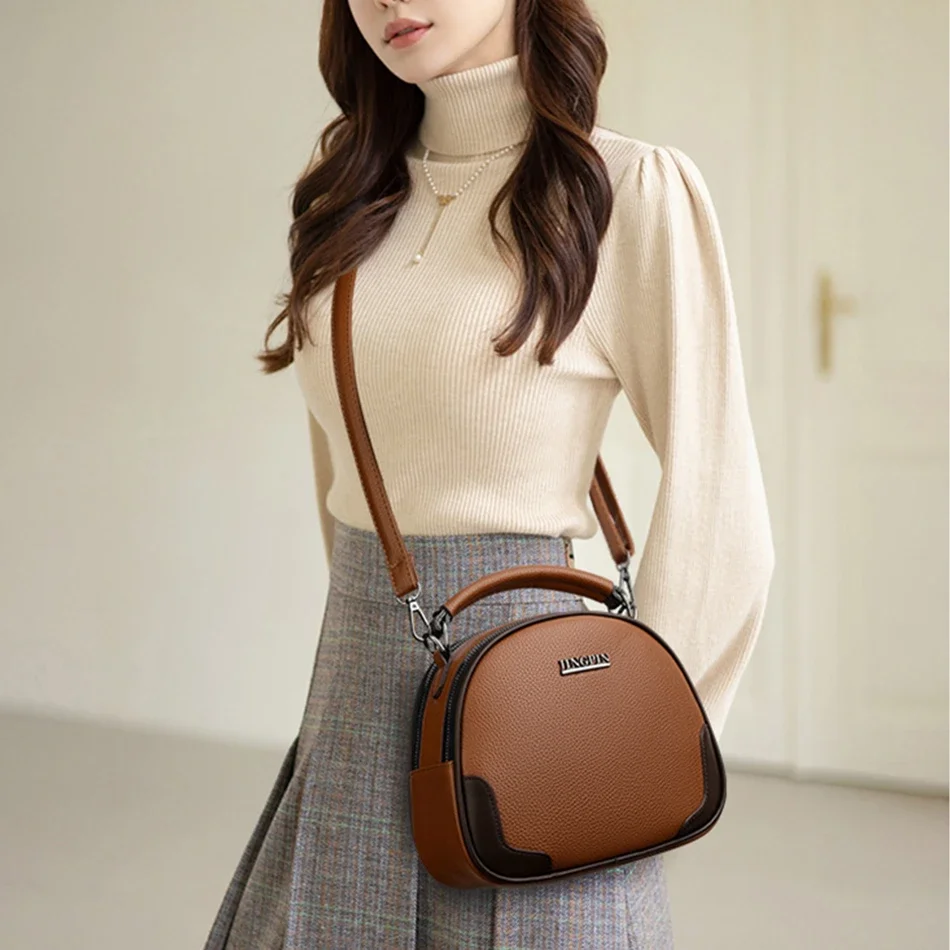 Trendy High-quality Soft Leather Shoulder Crossbody Bags for Women Luxury Designer Ladies Purses and Handbags Messenger Bag