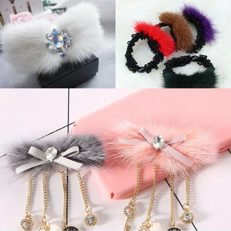 5/40pcs Mink Fur Pompom Bowknot 2-3*6-7cm Natural Pom Pom Diy Soft Pompones DIY Handmade Bow Tie Sewing Crafts Hair Accessories