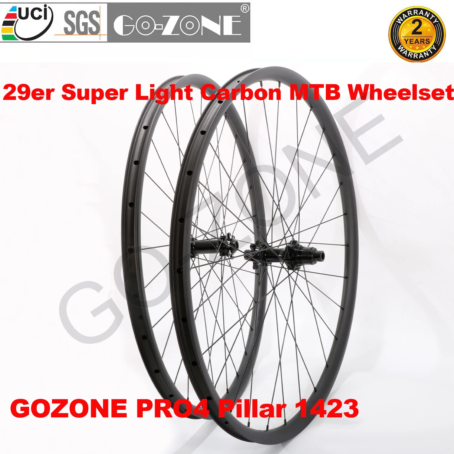 29er Carbon Mtb Wheels Super Light Gozone Pro4 Uci Approved Tubeless Thru Axle / Quick Release