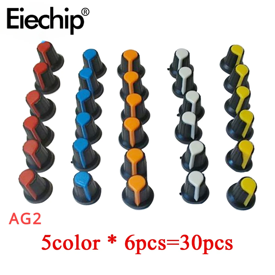 30PCS AG3 AG2 Rotary Switch Knobs Assorted Set WH148 Potentiometer Knob DIY Light Dimmers Volume Control Knob Cap Kit