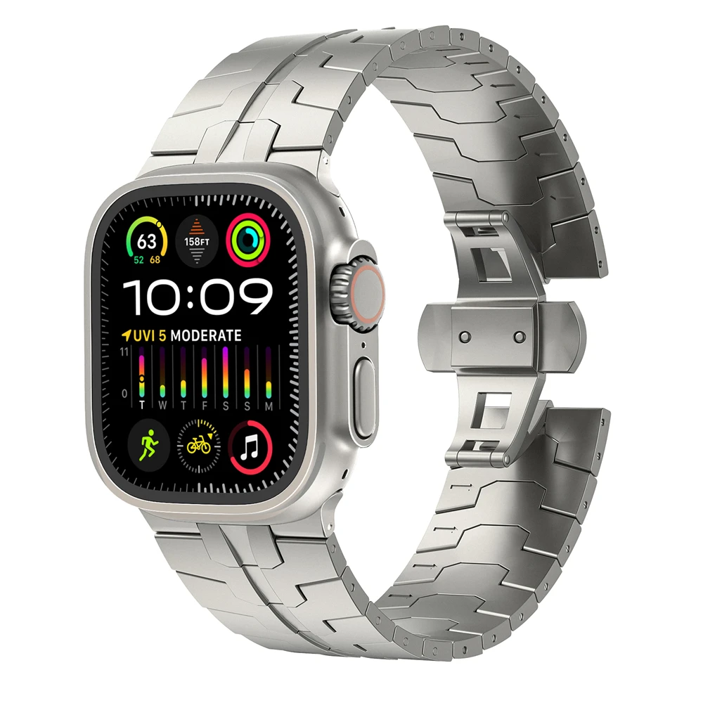 LULULOOK Uhrenarmband aus Titan für Apple Watch Ultra 3/2/Ultra, Titan-Metallband der Güteklasse 2, 49 mm, für iWatch Ultra-Titan-Farbe – Detail 11