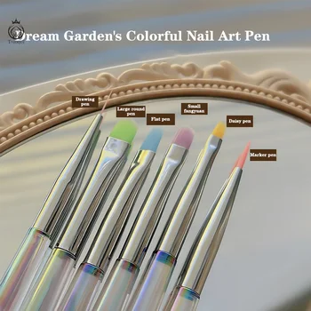 Nail Design Art Pen Aurora pennello trasparente pennello per pittura estensione Gel Uv disegno penna per intaglio strumento per Manicure fai da te pennello per unghie