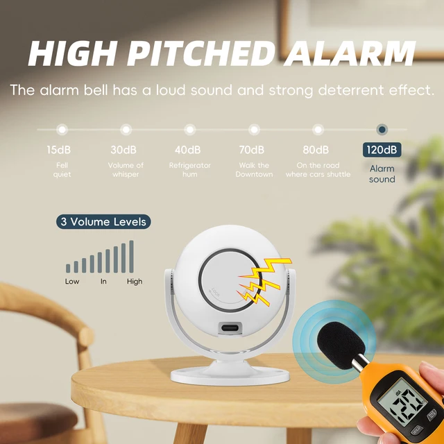 Infrared Detectors Motion Sensor PIR Alarm 110db Siren Strobe Light Security  Remote Control Detector 3