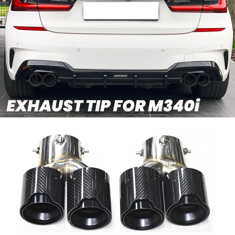 1 Pair Car Carbon Fiber Exhaust Tip For BMW G20 G21 M340i 2019 2020