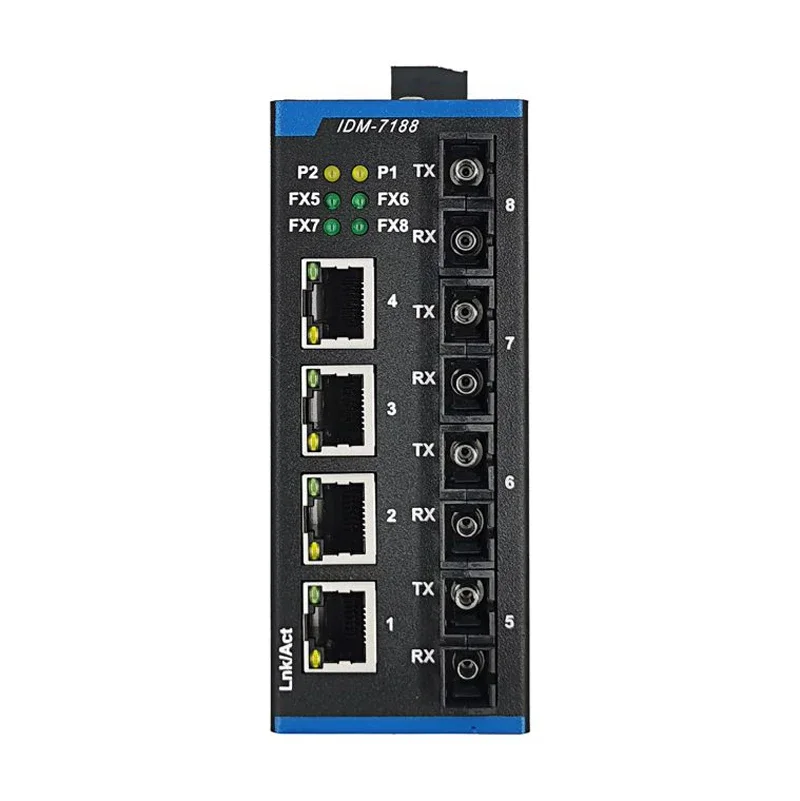

IDM-7188 100M 4 Optical 4 Electric Industrial Switch Four Optical Port Entry-level as 12V24V Power Supply Rail