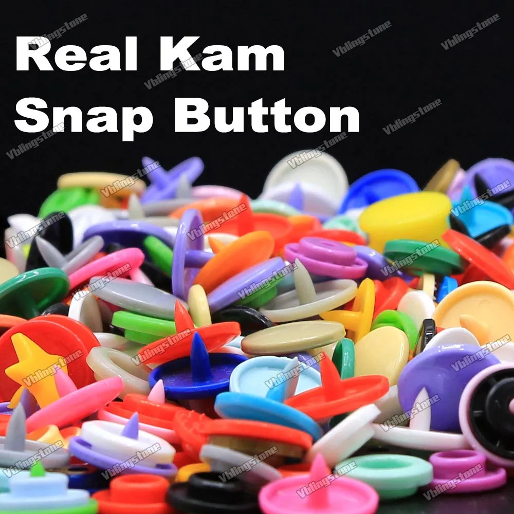 Snap Fastener Kit Satin Cloth Buttons 100Sets KAM Round Snaps Buttons T5 Plastic Press Button Fastener Snap For Clothes Accessories 35Colors