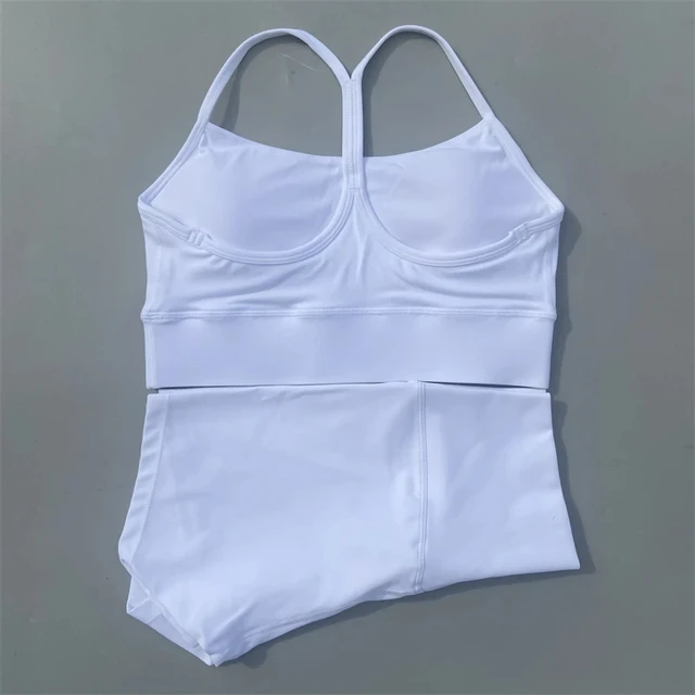 Solid Color gym bike Yoga Set short Legging +cross Y sport bra Tracksuit  Athletic Women Gym Suit Comprehensive Training Jogging 5
