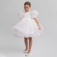 White Fluffy Kids Party Dress For Girl Children Costume Organza Princess Dresses Girls Clothes Birthday Wedding Tutu Gown